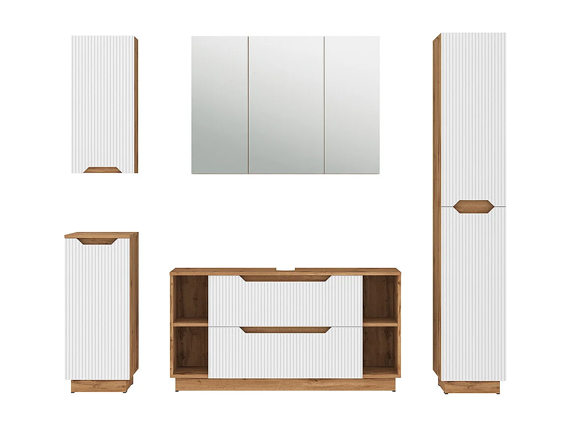 Set di mobili da bagno rovere/bianco a strisce 119.2x35x62.5 lotta