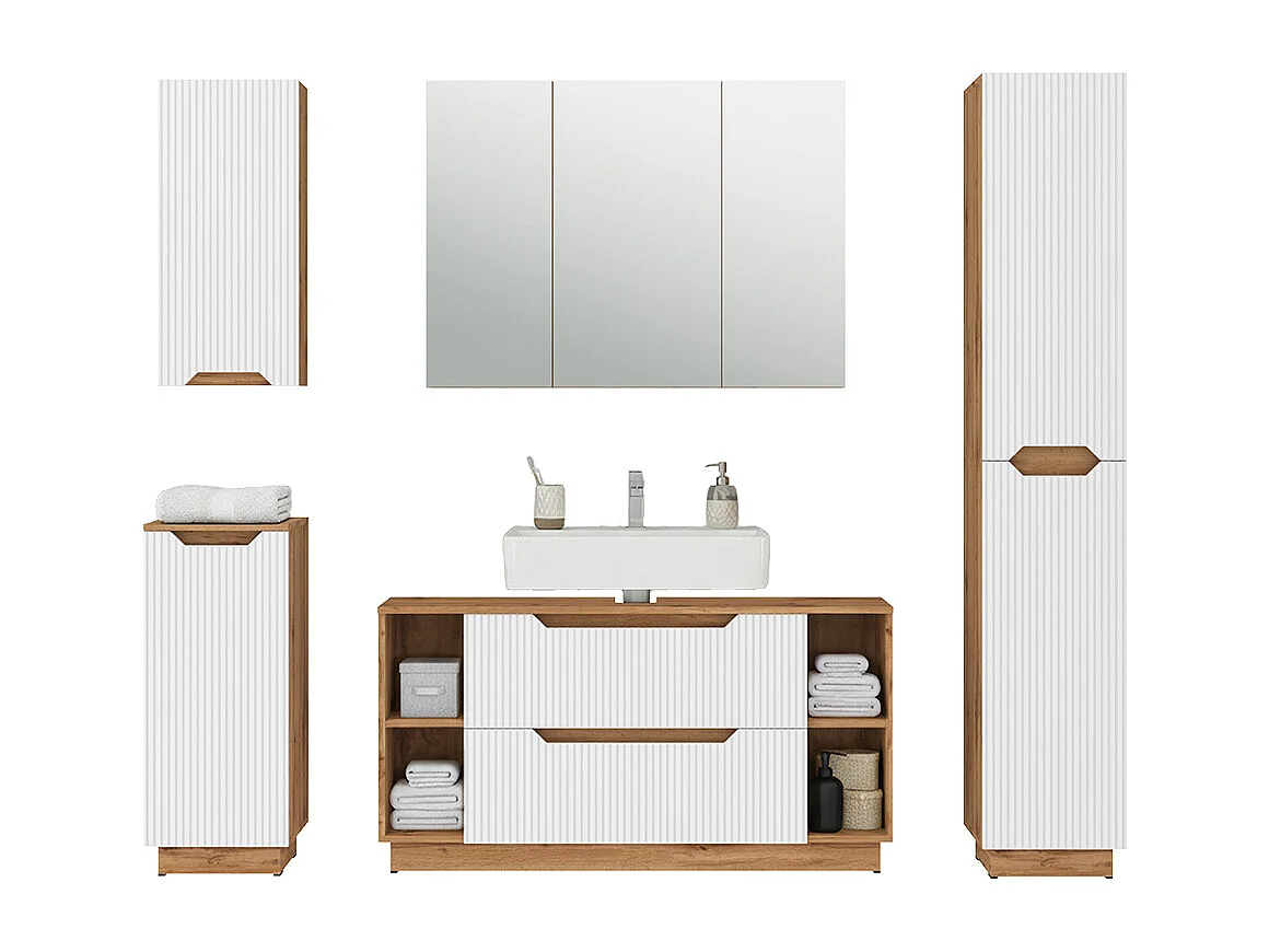 Set di mobili da bagno rovere/bianco a strisce 119.2x35x62.5 lotta