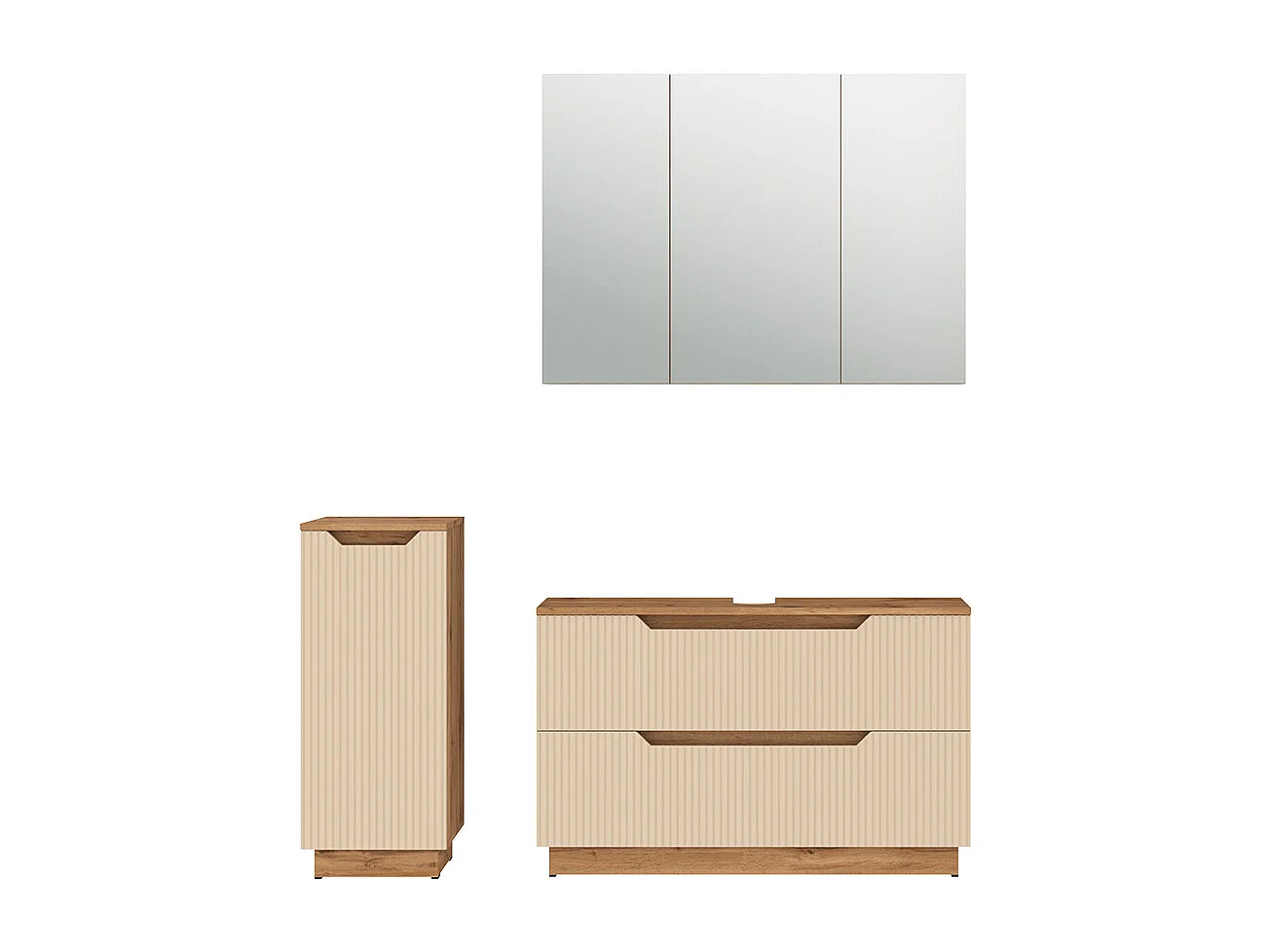 Badmöbel-Set eiche/kaschmir gestreift 99.4x32x62.5 lotta