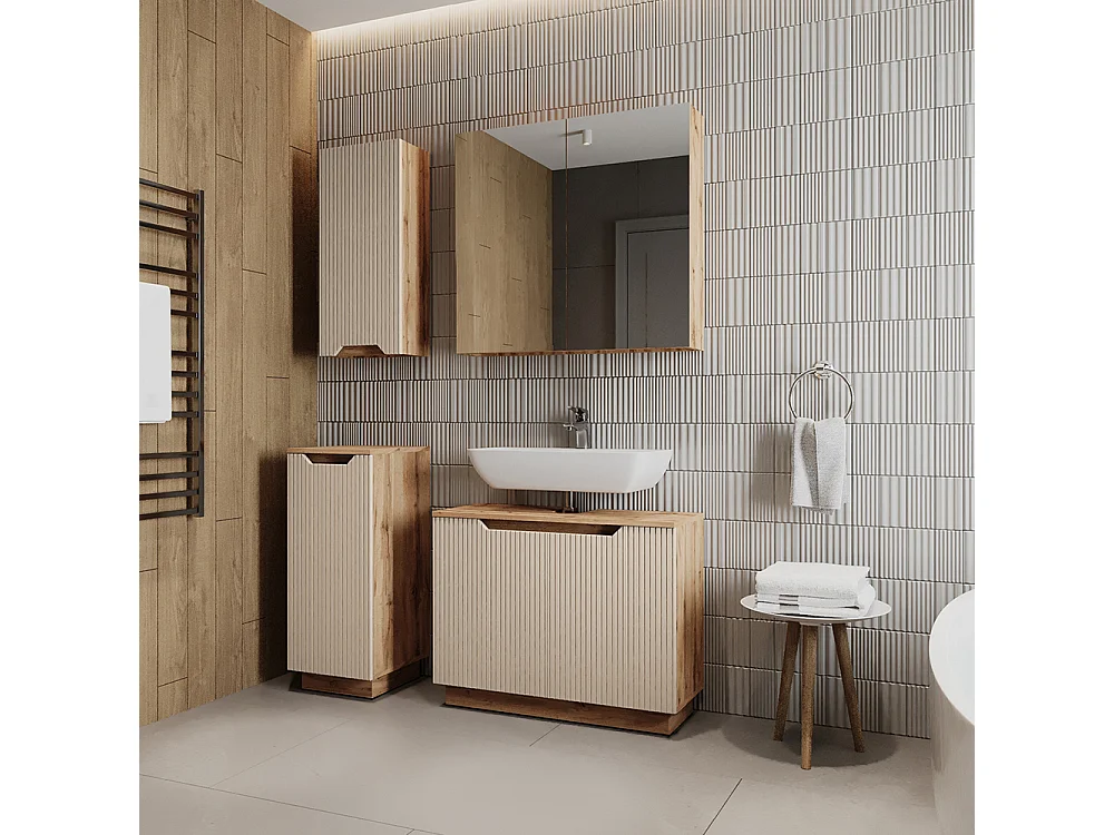 Set di mobili da bagno rovere/cashmere a righe 79.6x32x62.1 lotta