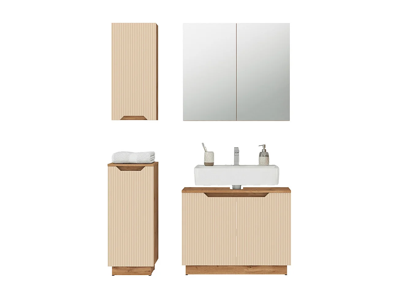 Set di mobili da bagno rovere/cashmere a righe 79.6x32x62.1 lotta