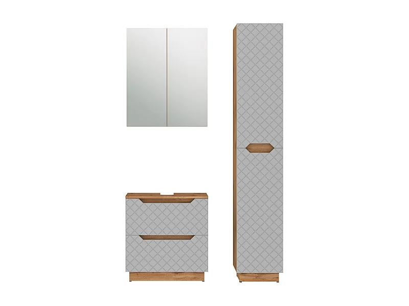Badkamermeubelset eiken/grijs met tegelstructuur 59.8x32x62.5 lotta