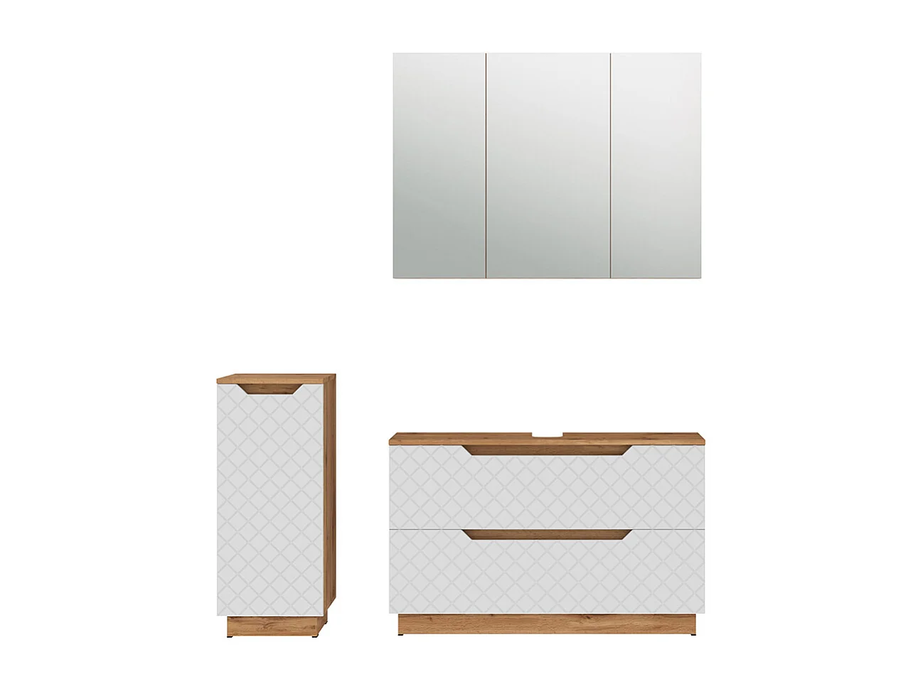 Set di mobili da bagno rovere/bianco con struttura in piastrelle 99.4x32x62.5 lotta