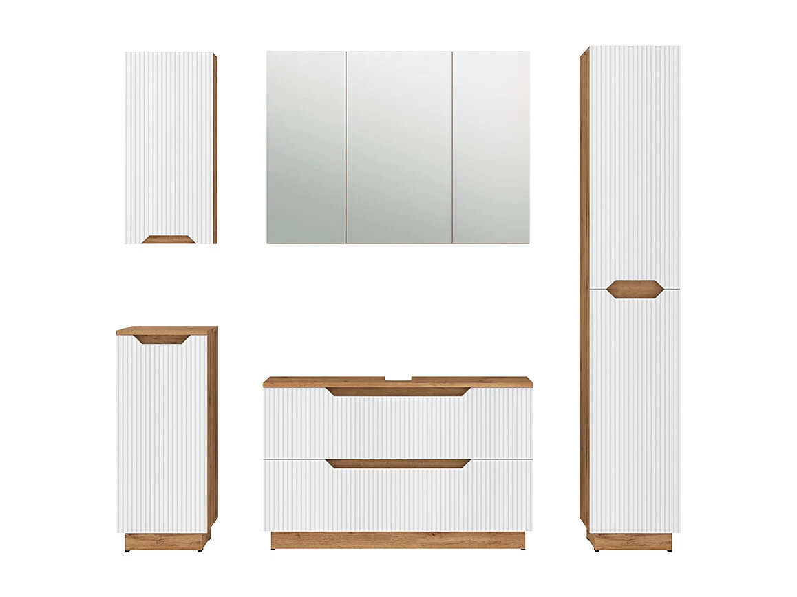 Badkamermeubelset eiken/wit gestreept 99.4x32x62.5 lotta