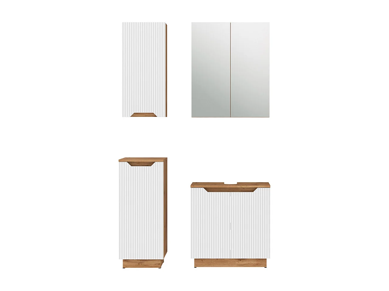 Meubles bain chêne/blanc rayé 59.8x32x62.1 lotta