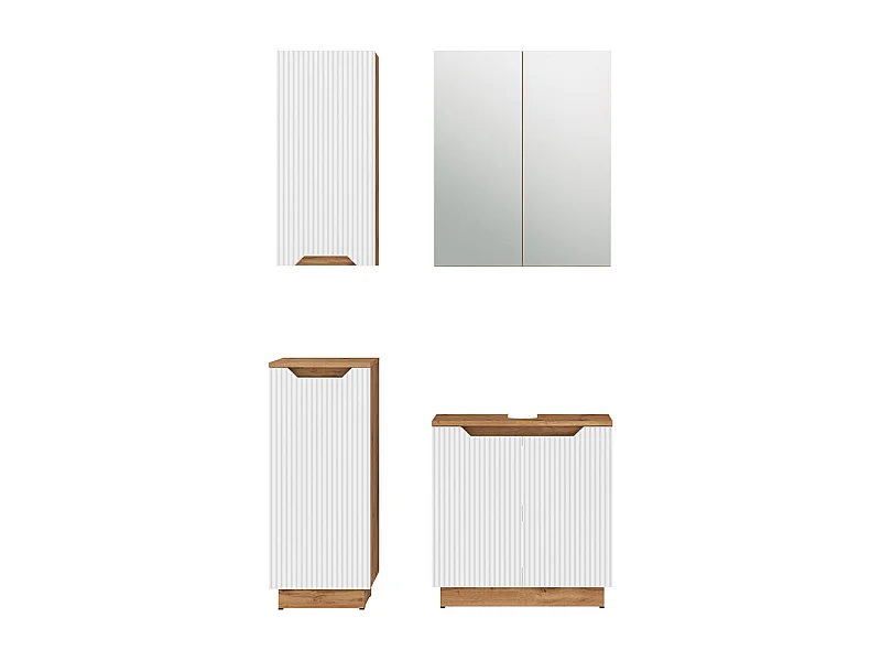 Meubles bain chêne/blanc rayé 59.8x32x62.1 lotta