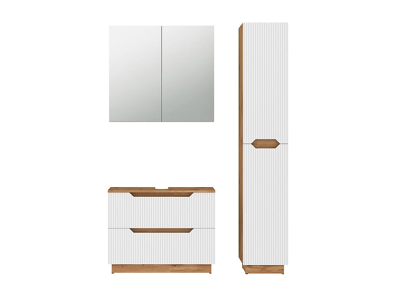 Badkamermeubelset eiken/wit gestreept 79.6x32x62.5 lotta