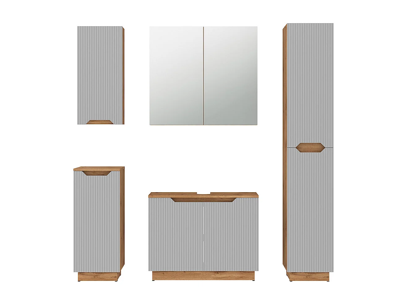 Bathroom furniture set oak/grey striped 79.6x32x62.1 lotta