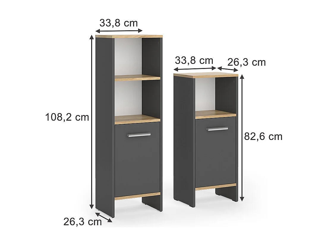 Zestaw mebli łazienkowych antracyt/złoty dąb 33.8x26.3x108.2 karli