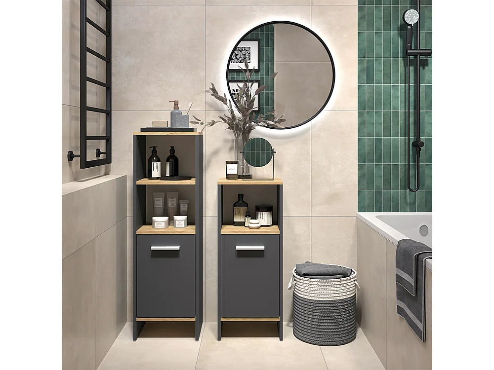 Zestaw mebli łazienkowych antracyt/złoty dąb 33.8x26.3x108.2 karli