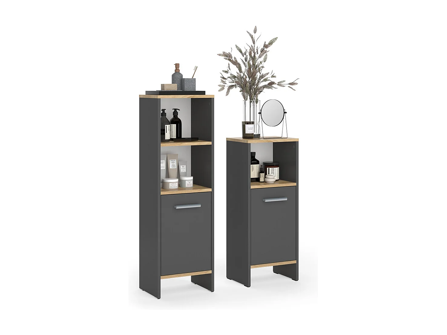 Zestaw mebli łazienkowych antracyt/złoty dąb 33.8x26.3x108.2 karli