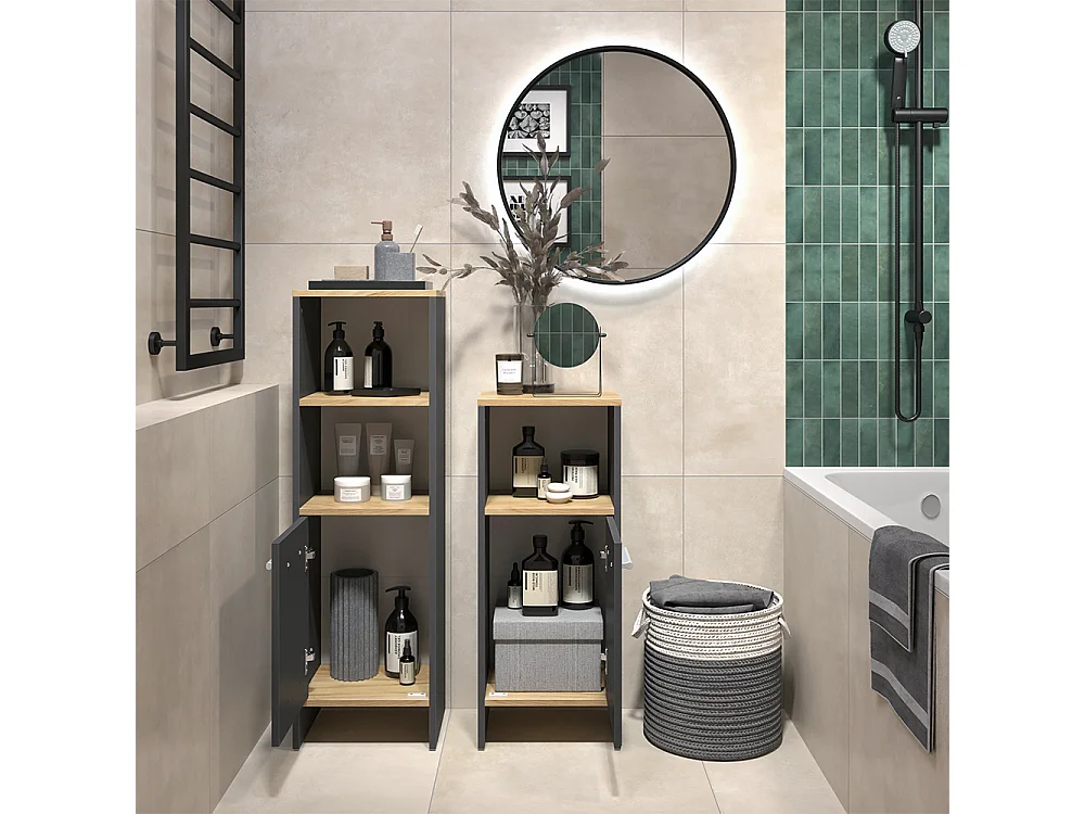 Zestaw mebli łazienkowych antracyt/złoty dąb 33.8x26.3x108.2 karli