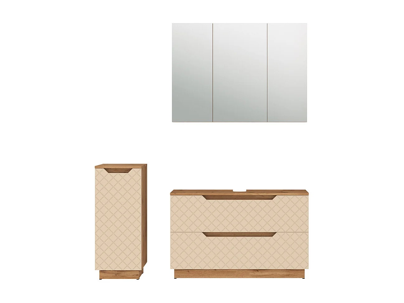 Badmöbel-Set eiche/kaschmir mit kachelstruktur 99.4x32x62.5 lotta