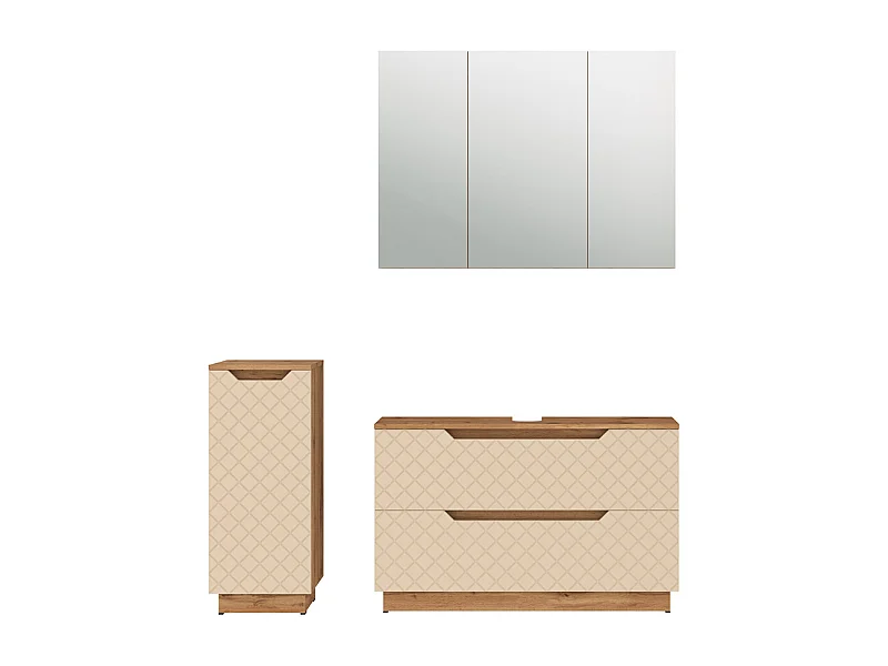 Badmöbel-Set eiche/kaschmir mit kachelstruktur 99.4x32x62.5 lotta