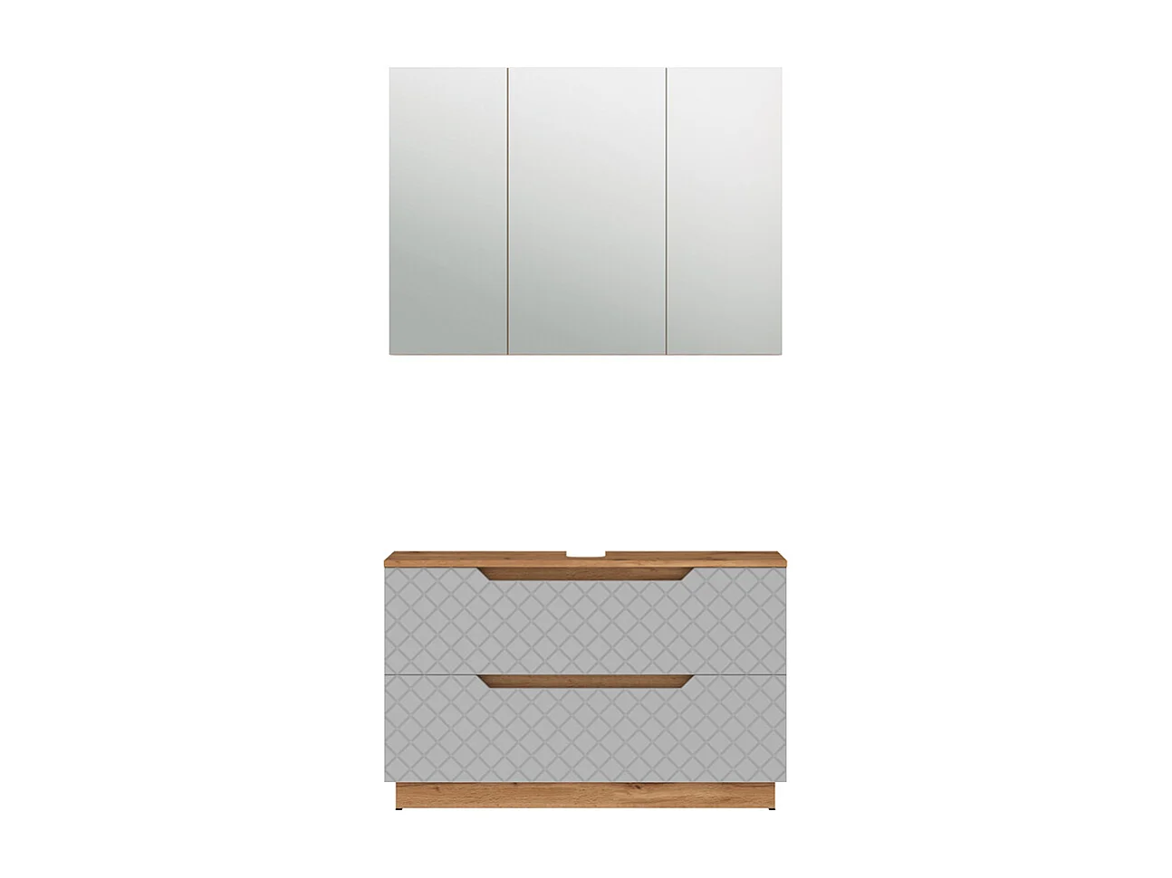 Badmöbel-Set eiche/grau mit kachelstruktur 99.4x32x62.5 lotta