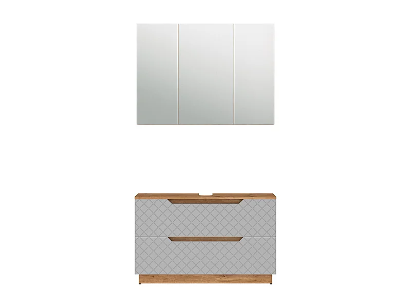 Badmöbel-Set eiche/grau mit kachelstruktur 99.4x32x62.5 lotta