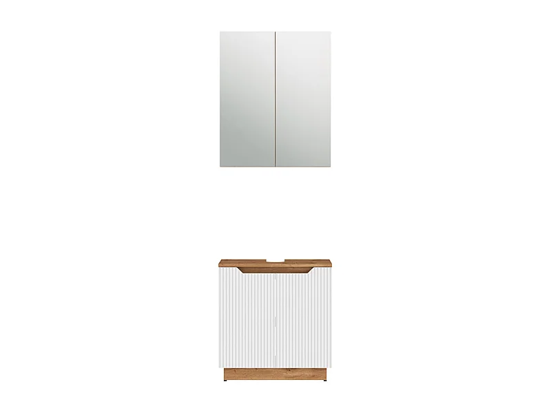 Meubles bain chêne/blanc rayé 59.8x32x62.1 lotta