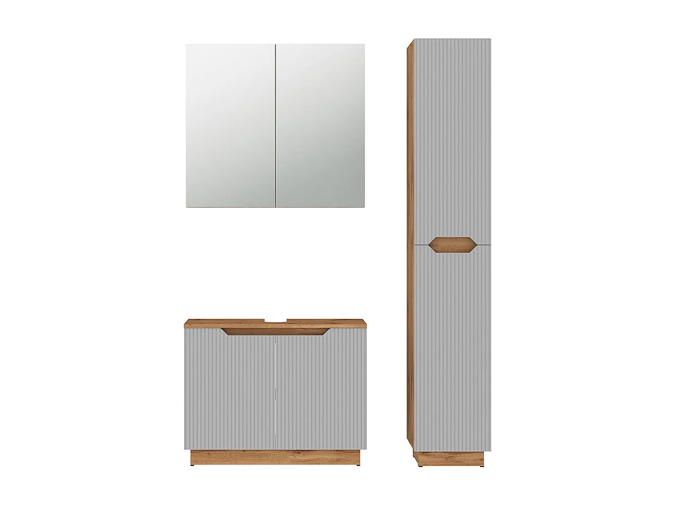 Badmöbel-Set eiche/grau gestreift 79.6x32x62.5 lotta