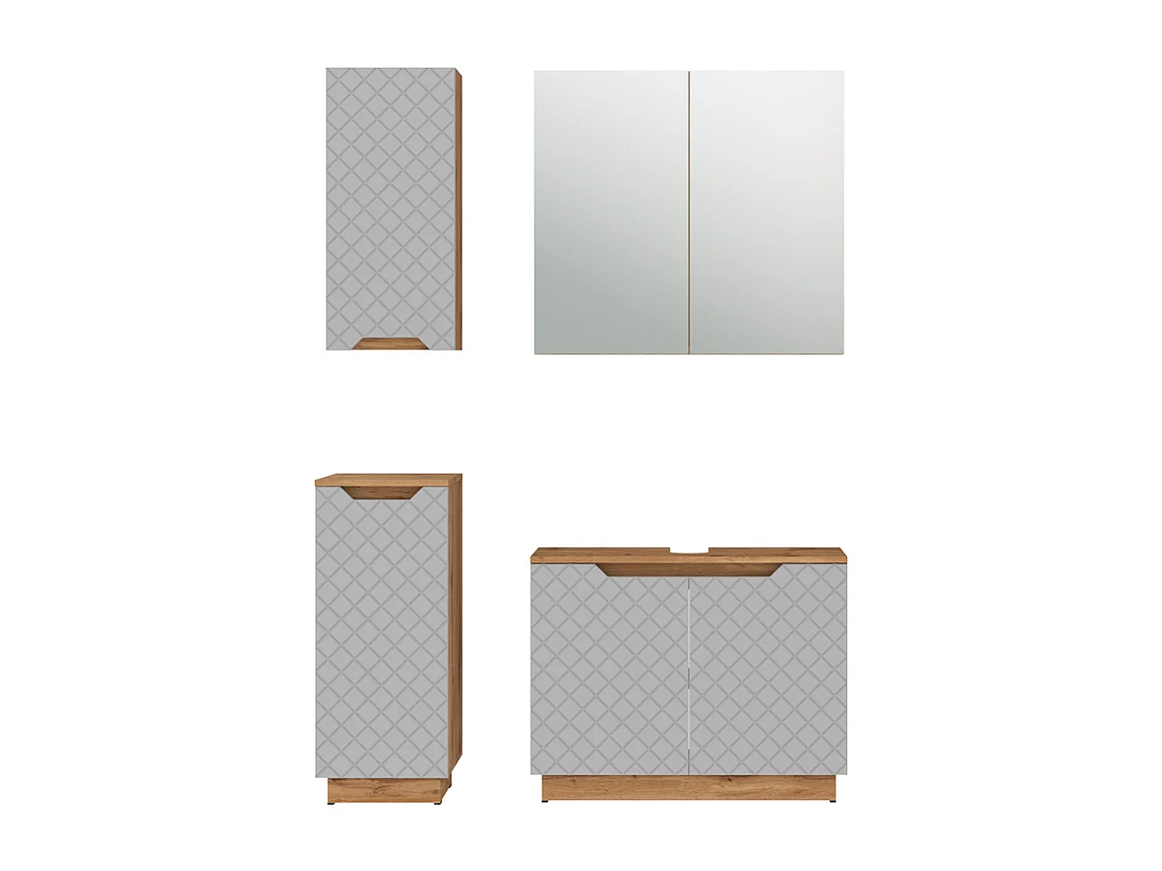 Badmöbel-Set eiche/grau mit kachelstruktur 79.6x32x62.1 lotta