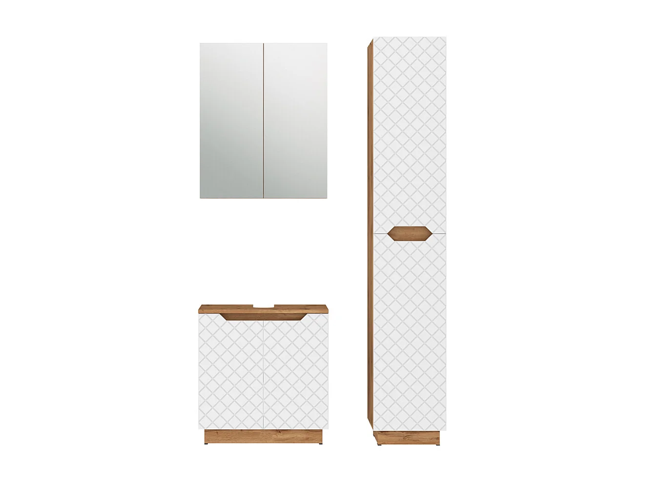 Zestaw mebli łazienkowych dąb/biały ze strukturą płytek 59.8x32x62.1 lotta