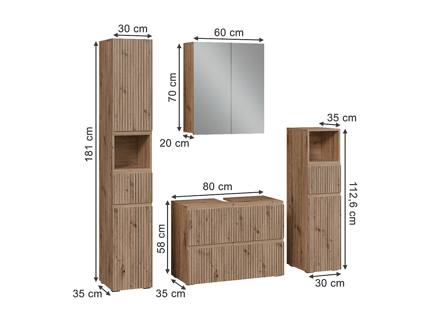 Badmöbel-Set artisan 80x35x58 takumi