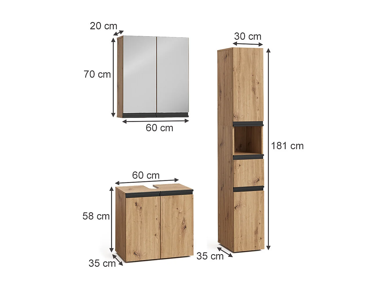 Zestaw mebli łazienkowych rzemieślnik 30x35x181 torren
