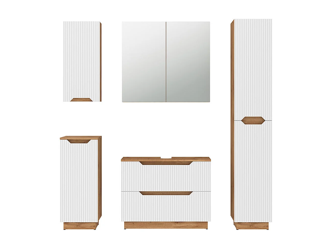 Badkamermeubelset eiken/wit gestreept 79.6x32x62.1 lotta