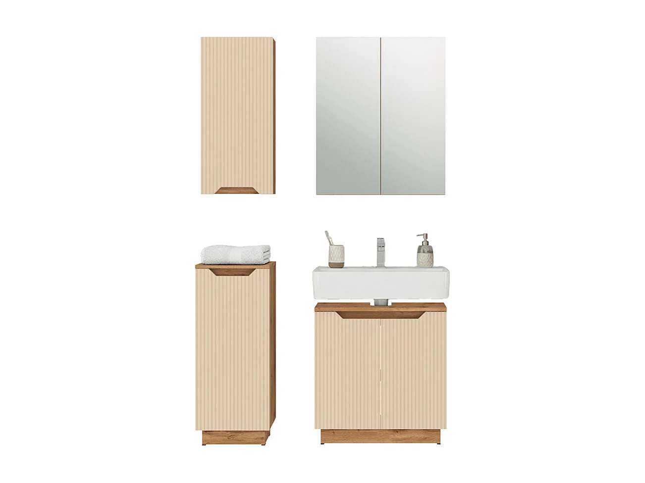 Conjunto de muebles de baño rayas roble/cachemira 59.8x32x62.1 lotta