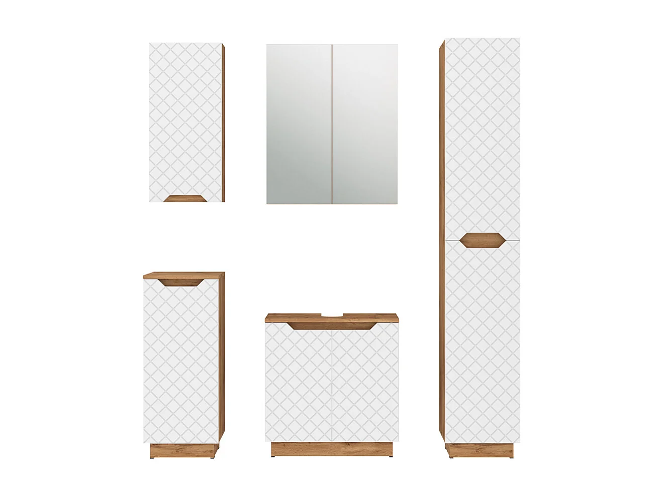 Badkamermeubelset eiken/wit met tegelstructuur 59.8x32x62.1 lotta