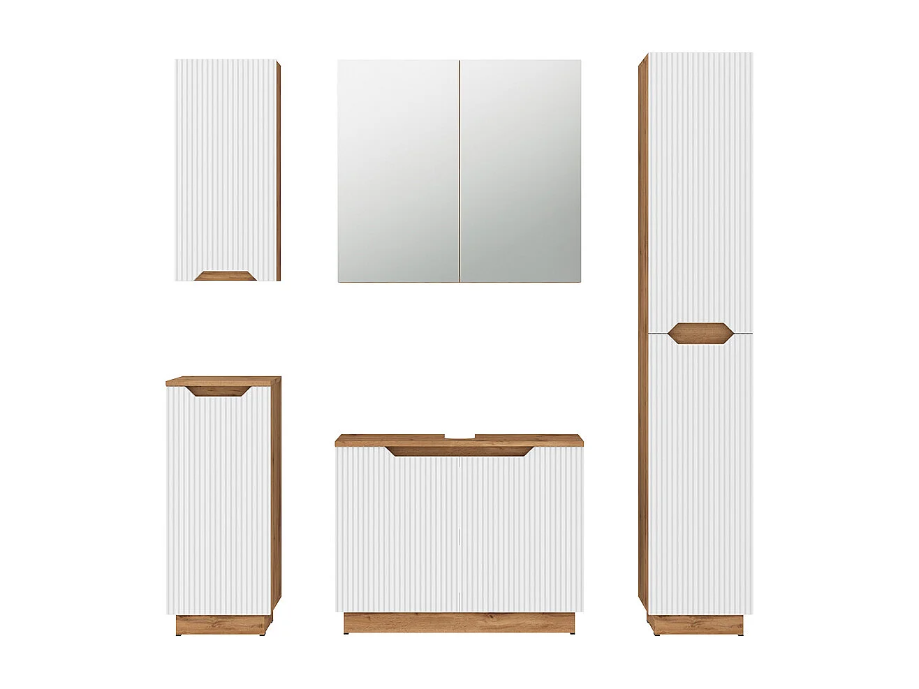 Badkamermeubelset eiken/wit gestreept 79.6x32x62.1 lotta