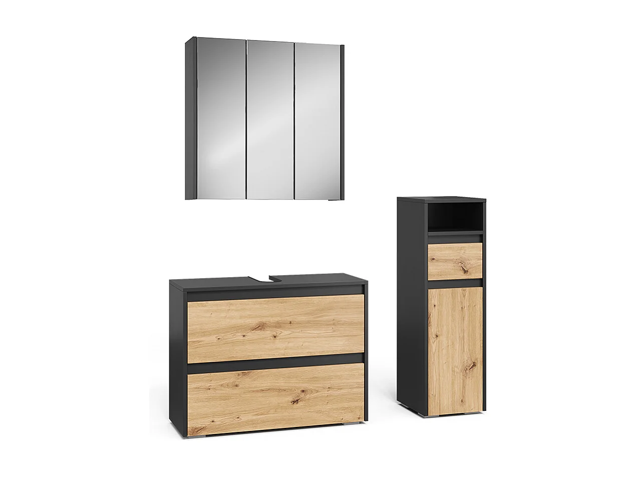 Meubles bain anthracite/artisan 30.2x30x96.3 majest