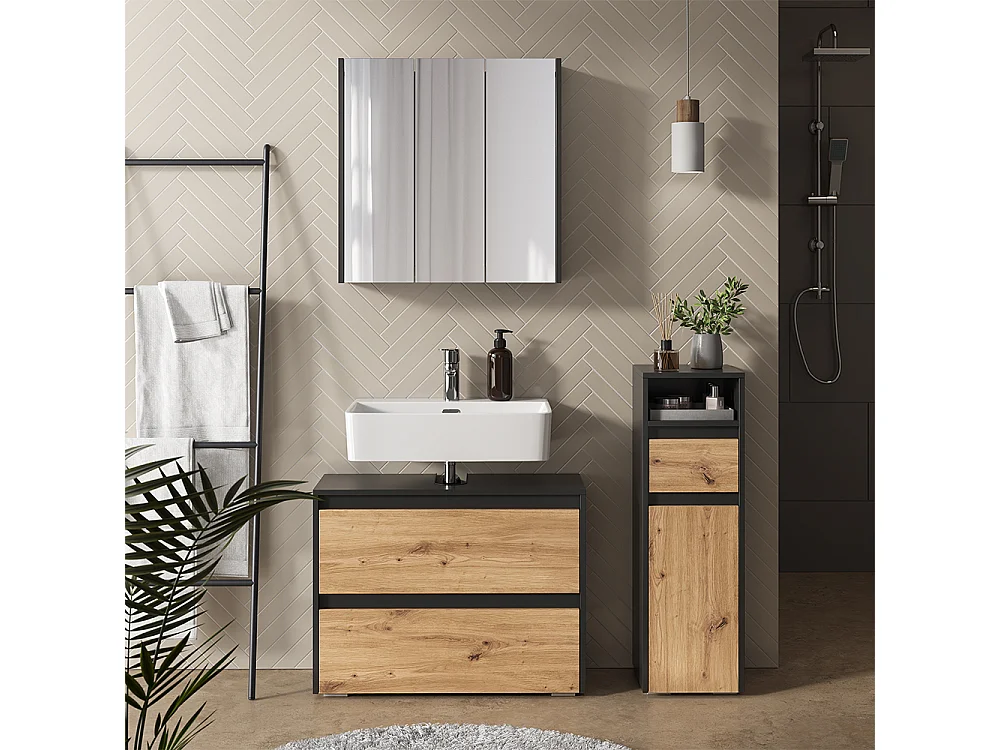 Meubles bain anthracite/artisan 30.2x30x96.3 majest