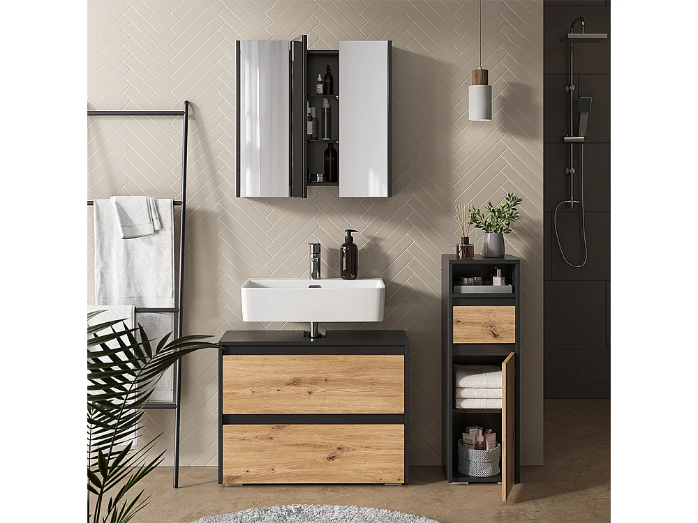 Meubles bain anthracite/artisan 30.2x30x96.3 majest