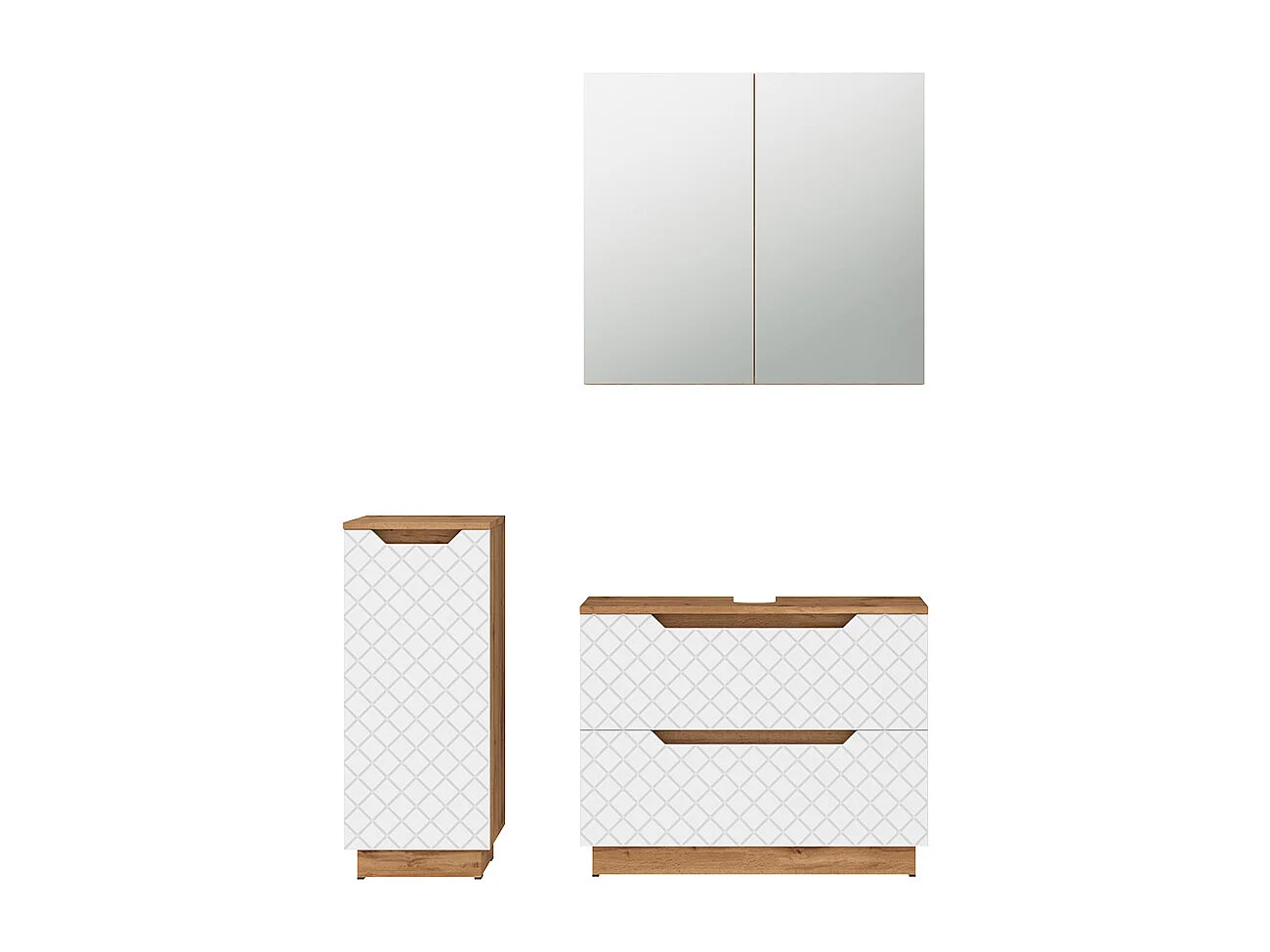 Badmöbel-Set eiche/weiß mit kachelstruktur 79.6x32x62.5 lotta