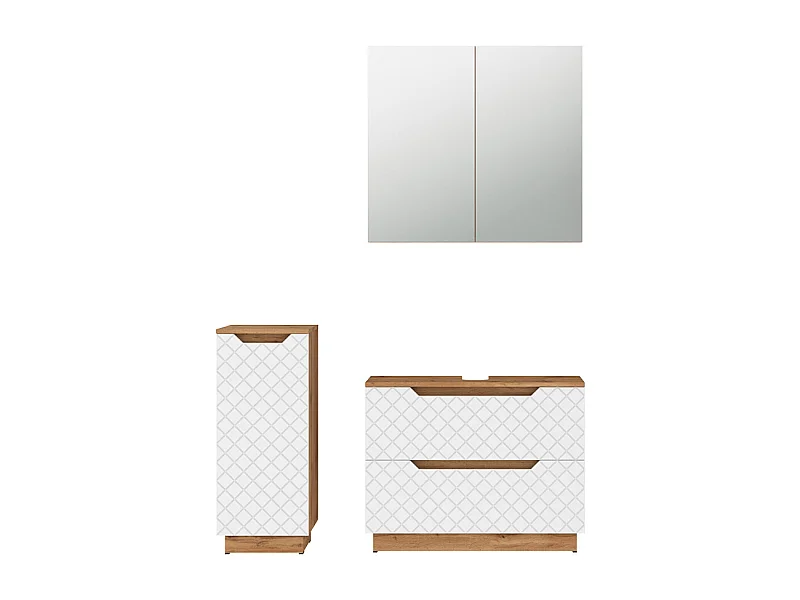Badmöbel-Set eiche/weiß mit kachelstruktur 79.6x32x62.5 lotta