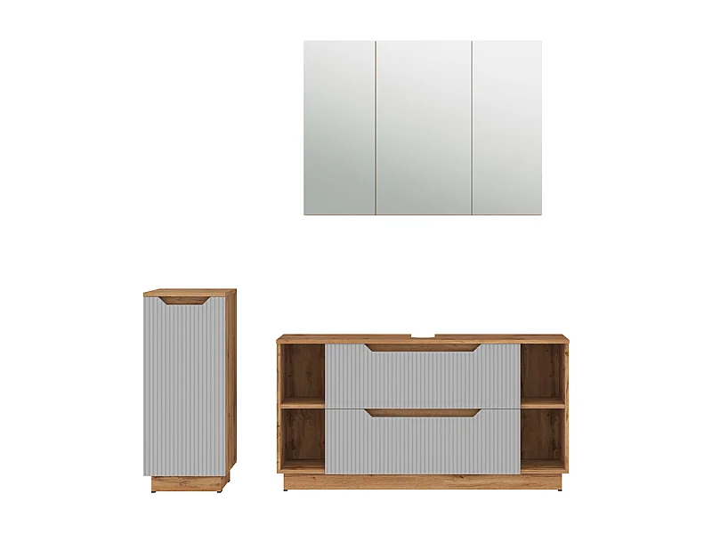Meubles bain chêne/gris rayé 119.2x35x62.5 lotta