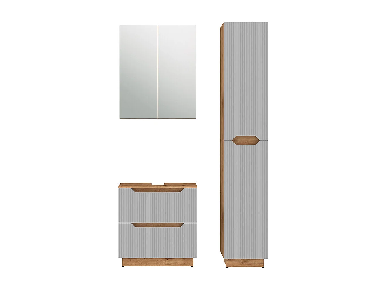 Meubles bain chêne/gris rayé 59.8x32x62.5 lotta