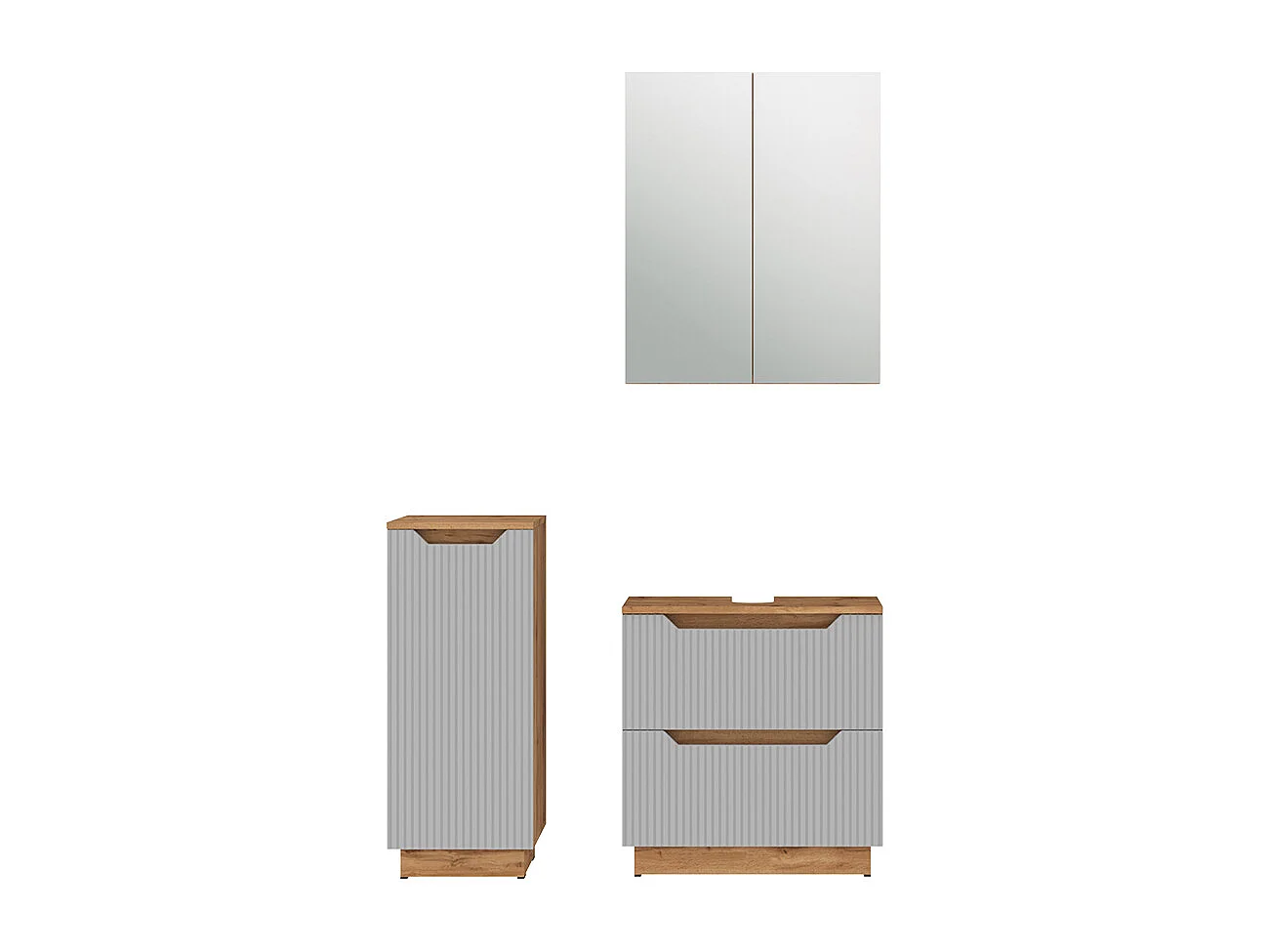 Meubles bain chêne/gris rayé 58.9x32x62.5 lotta