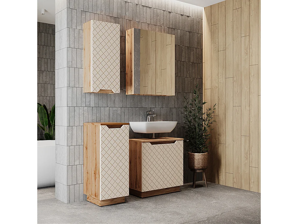Conjunto de muebles de baño roble/cachemira con estructura de azulejos 59.8x32x62.1 lotta