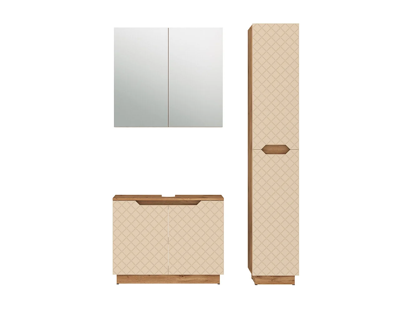 Badkamermeubelset eiken/kasjmier met tegelstructuur 79.6x32x62.1 lotta