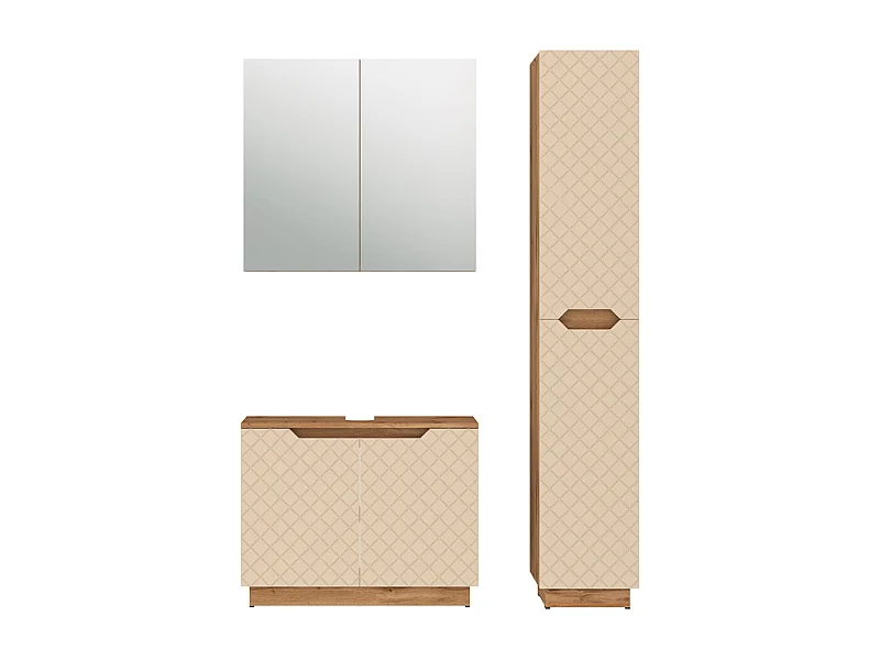 Badkamermeubelset eiken/kasjmier met tegelstructuur 79.6x32x62.1 lotta