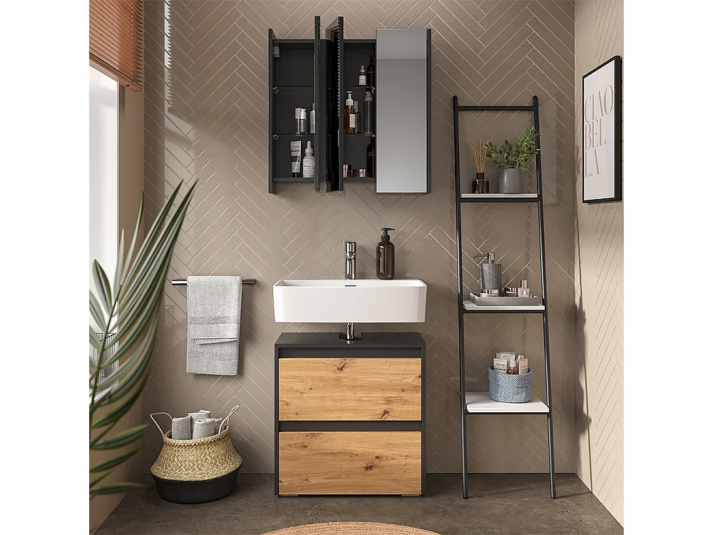 Badmöbel-Set anthrazit/artisan 60.1x30.1x62 majest