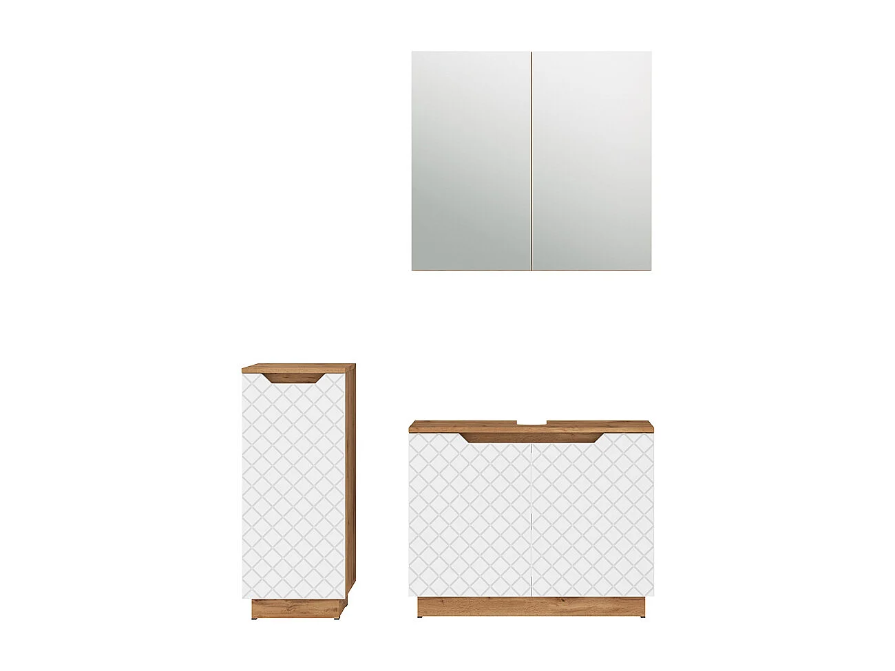 Set di mobili da bagno rovere/bianco con struttura in piastrelle 79.6x32x62.1 lotta