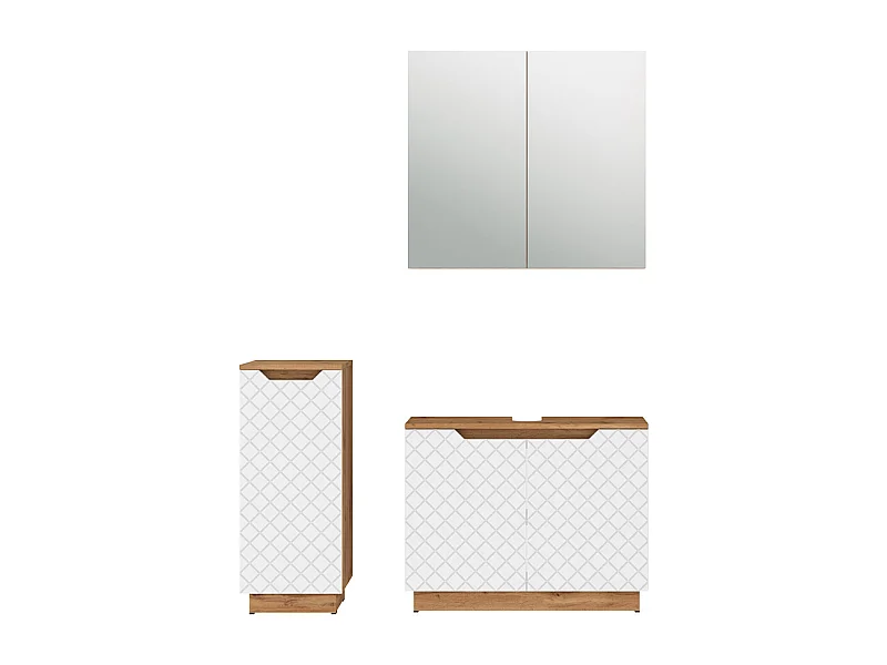 Set di mobili da bagno rovere/bianco con struttura in piastrelle 79.6x32x62.1 lotta