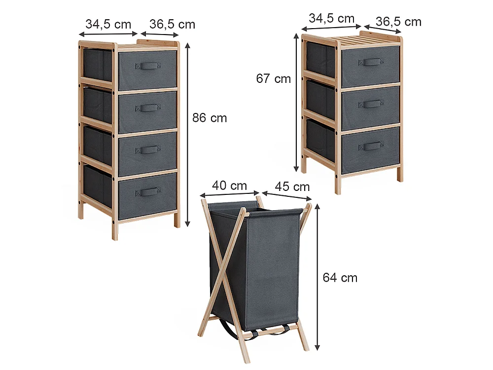 Badkamermeubelset grijs 34.5x36.5x86 bruno