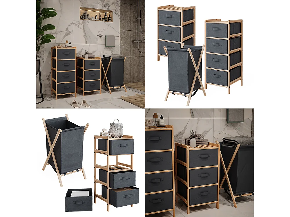 Badkamermeubelset grijs 34.5x36.5x86 bruno