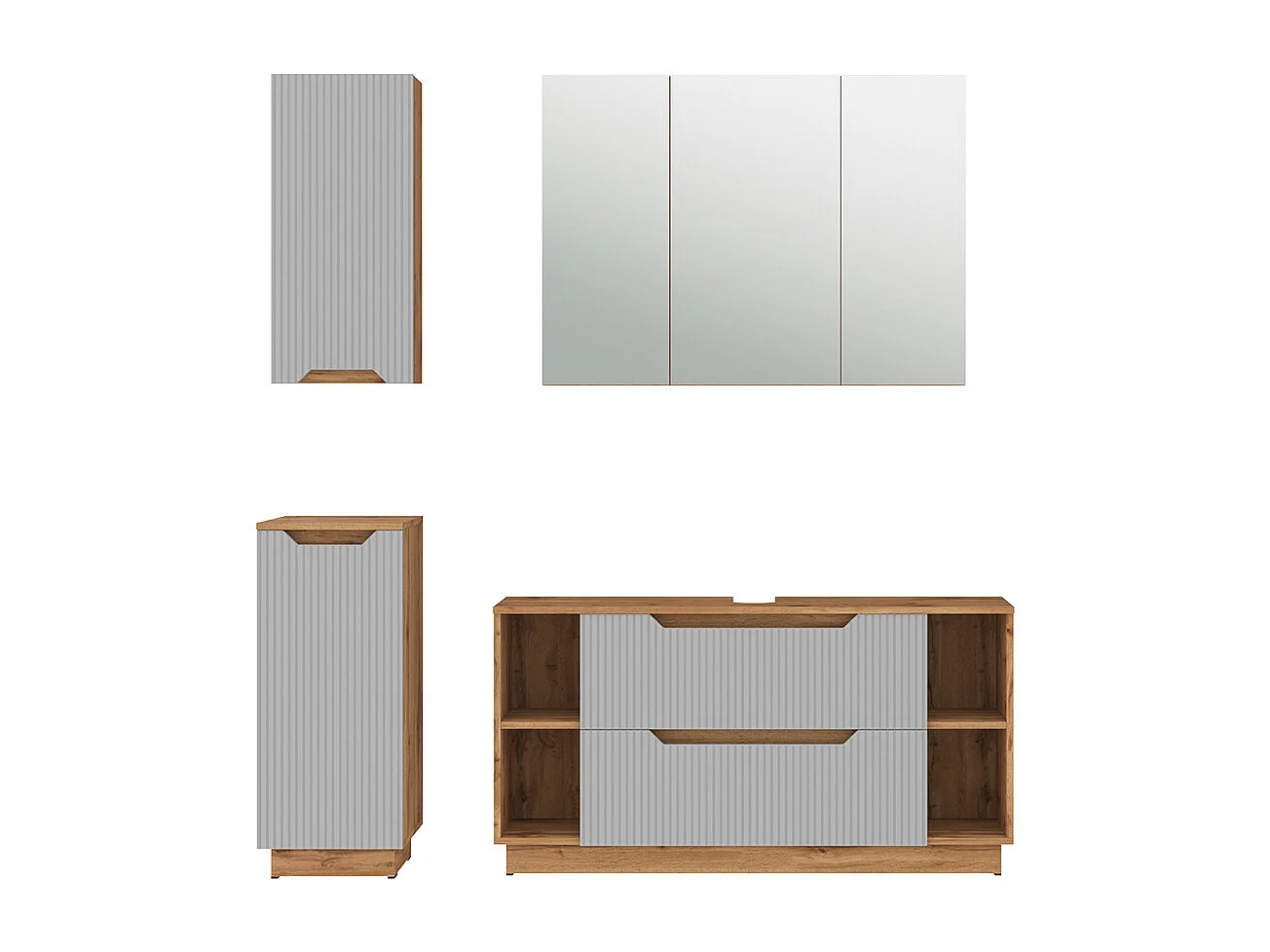 Meubles bain chêne/gris rayé 119.2x35x62.5 lotta