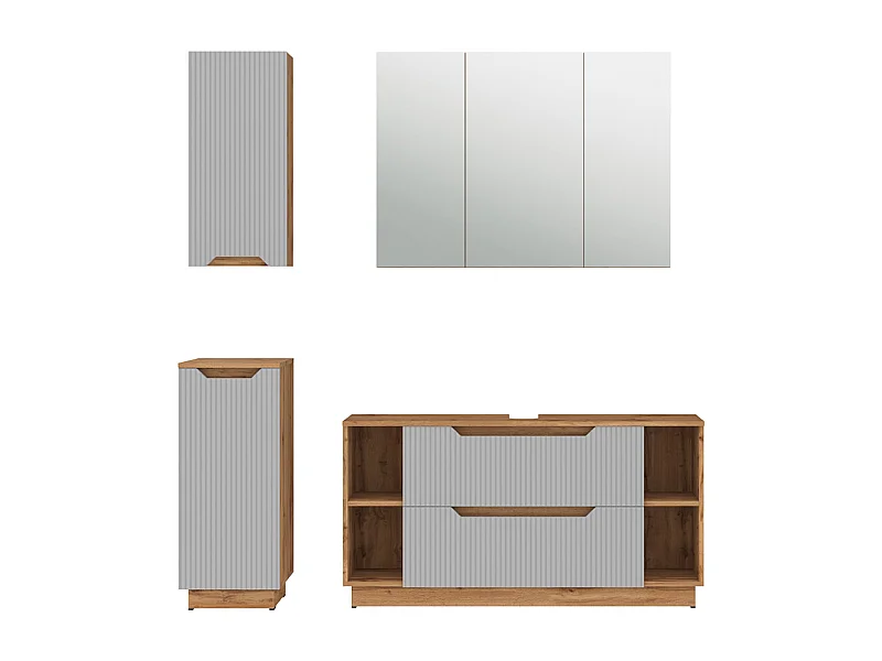 Meubles bain chêne/gris rayé 119.2x35x62.5 lotta