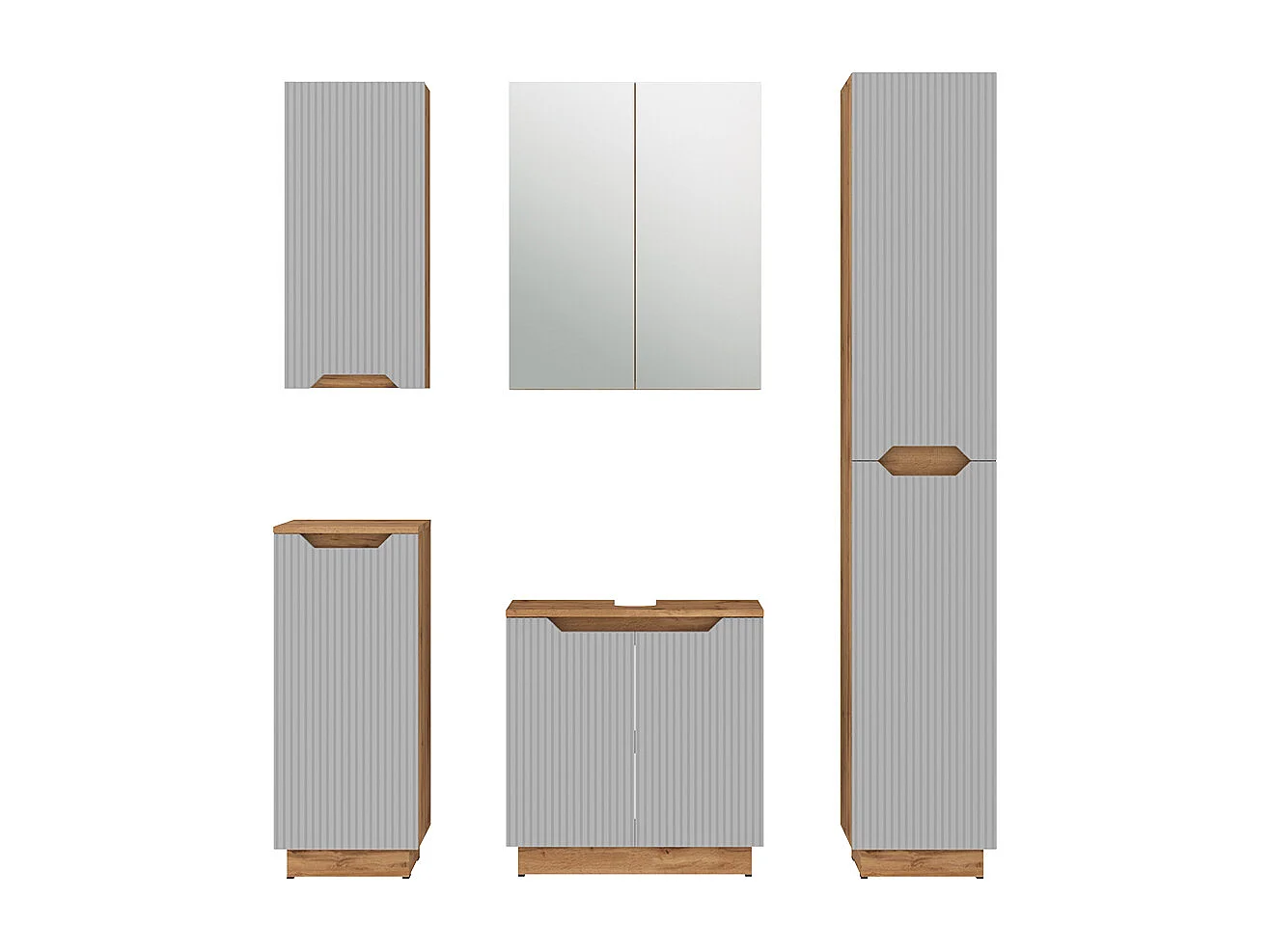 Badeværelsesmøbler sæt eg/grå stribet 59.8x32x62.1 lotta