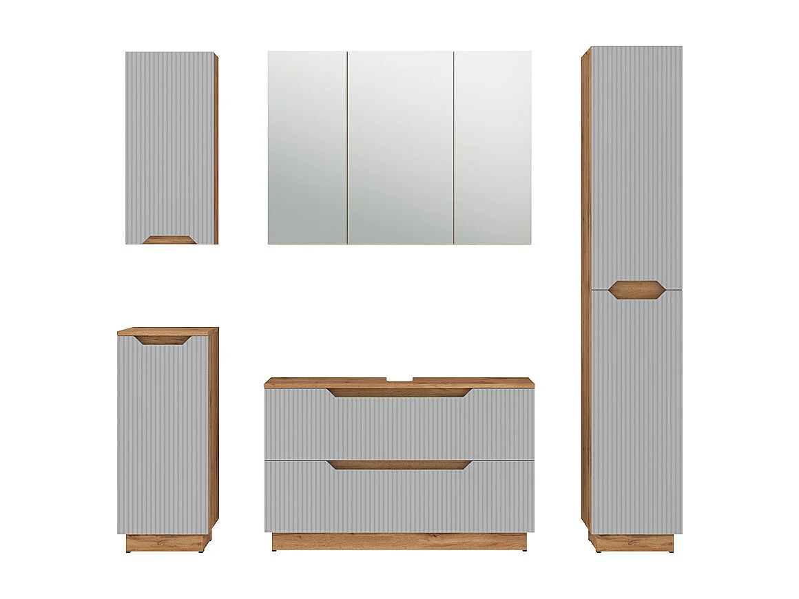 Badmöbel-Set eiche/grau gestreift 99.4x32x62.5 lotta